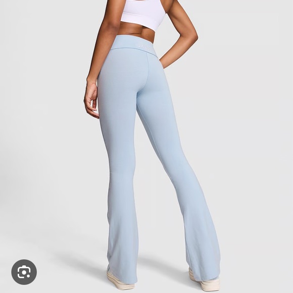 victoria secret PINK foldover flare legging sterling blue bling LARGE REGULAR - Picture 4 of 4